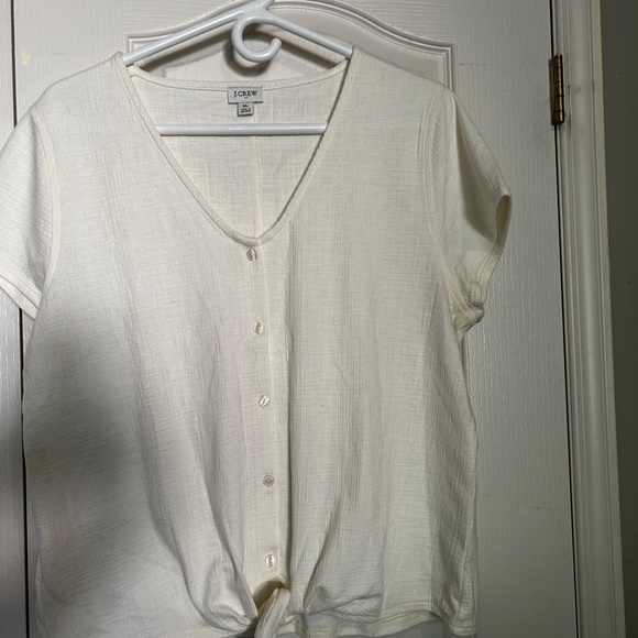 J. Crew Cream Short Sleeve Cropped Shirt - Picture 3 of 11